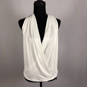 Emery Rose | Faux Wrap Sleeveless Blouse | XL | Off-white